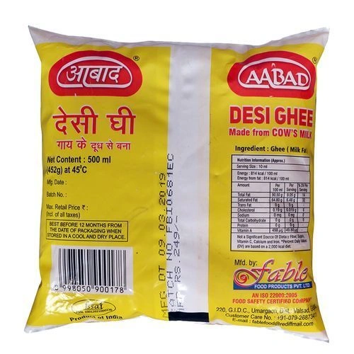 Aabad Pure Desi Cow Ghee, 500 ml Pouch-1