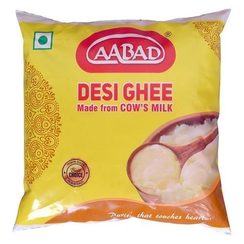 Aabad Pure Desi Cow Ghee, 1 lt Pouch-Grains10564