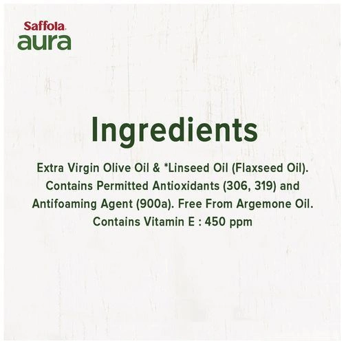 Saffola Aura Extra Virgin Olive &amp; Flaxseed Oil, 1 lt-2