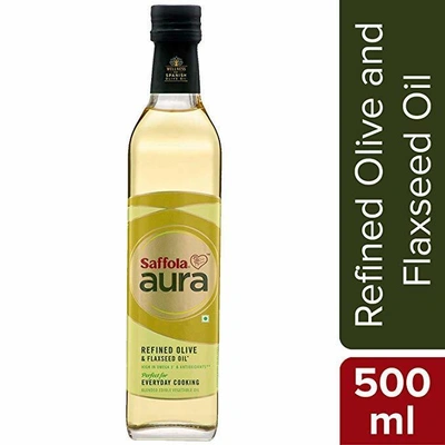 Saffola Aura Refined Olive & Flaxseed Oil, 500 ml