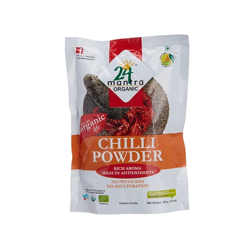 24 Mantra Organic Powder - Chilly, 100 gm Pouch-Grains11178