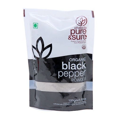 Phalada Pure & Sure Organic - Black Pepper Powder, 100 gm