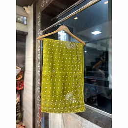 sonal exquisite pure upada silk saree with bandhani print and handwork-mehandi
