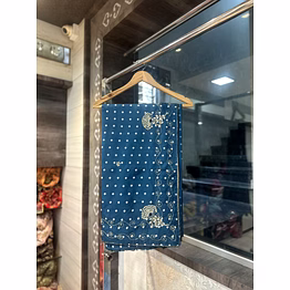sonal exquisite pure upada silk saree with bandhani print and handwork-blue