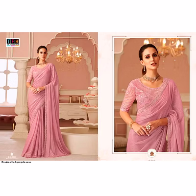 branded tfh 8011 saree with designer blouse and elegant border