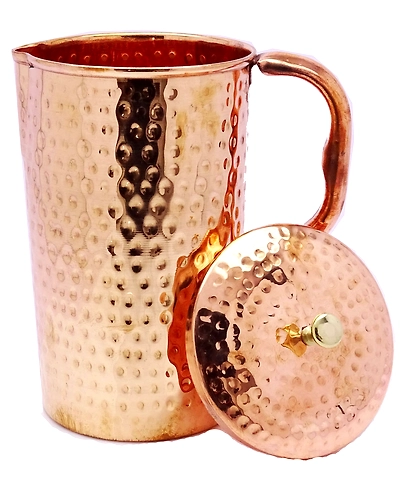 Pure Copper Beautiful Hammered 1.5 liter Jug and 4 copper glass set-1