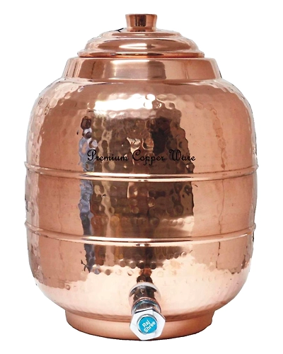 Pure Copper 8 Liter Water container Ayurveda Health Utensil-S7