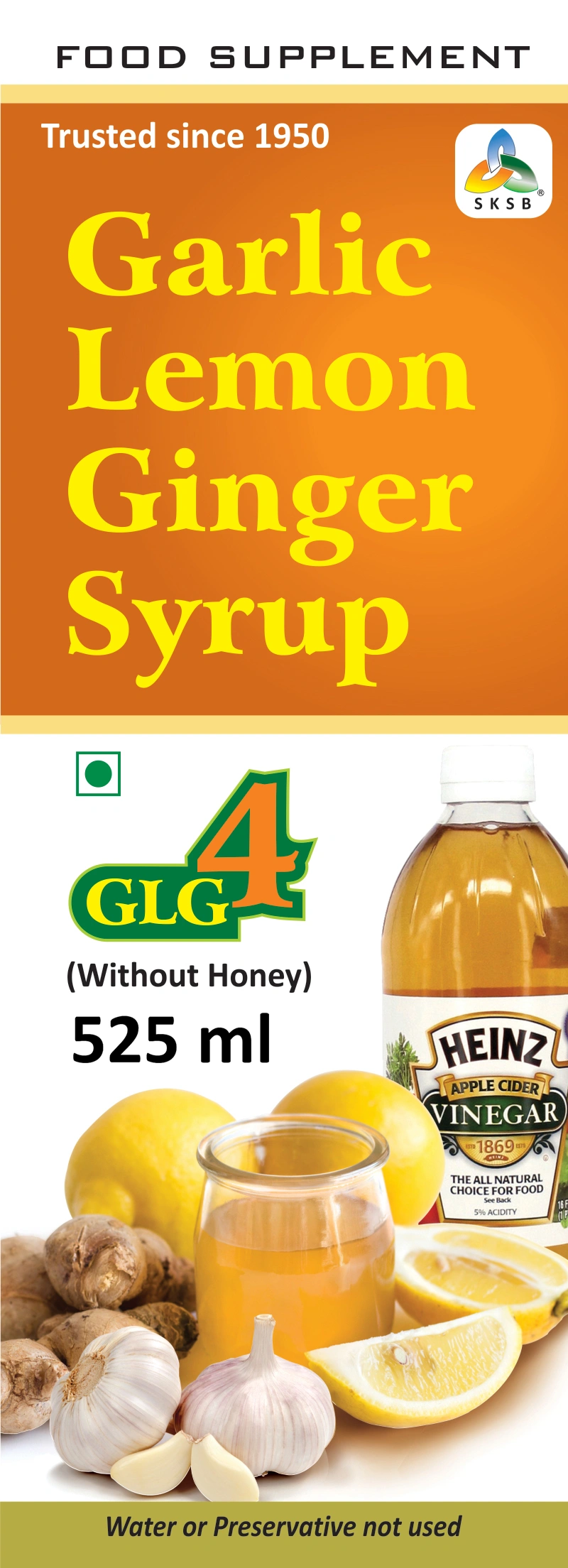 SKSB GLG4 Garlic Lemon Ginger Apple Cider Vinegar Syrup / Herbal Heart Care Drink - WITHOUT HONEY - 525 ml-1