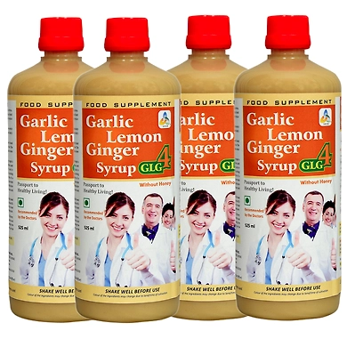 GLG4 Cardino Care Syrup Garlic Lemon Ginger Apple Cider Vinegar Syrup / Herbal Heart Care Drink - WITHOUT HONEY - 525 ml-GLG4-088-525-04