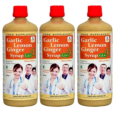 GLG4 Cardino Care Syrup Garlic Lemon Ginger Apple Cider Vinegar Syrup / Herbal Heart Care Drink - WITHOUT HONEY - 525 ml-GLG4-088-525-03