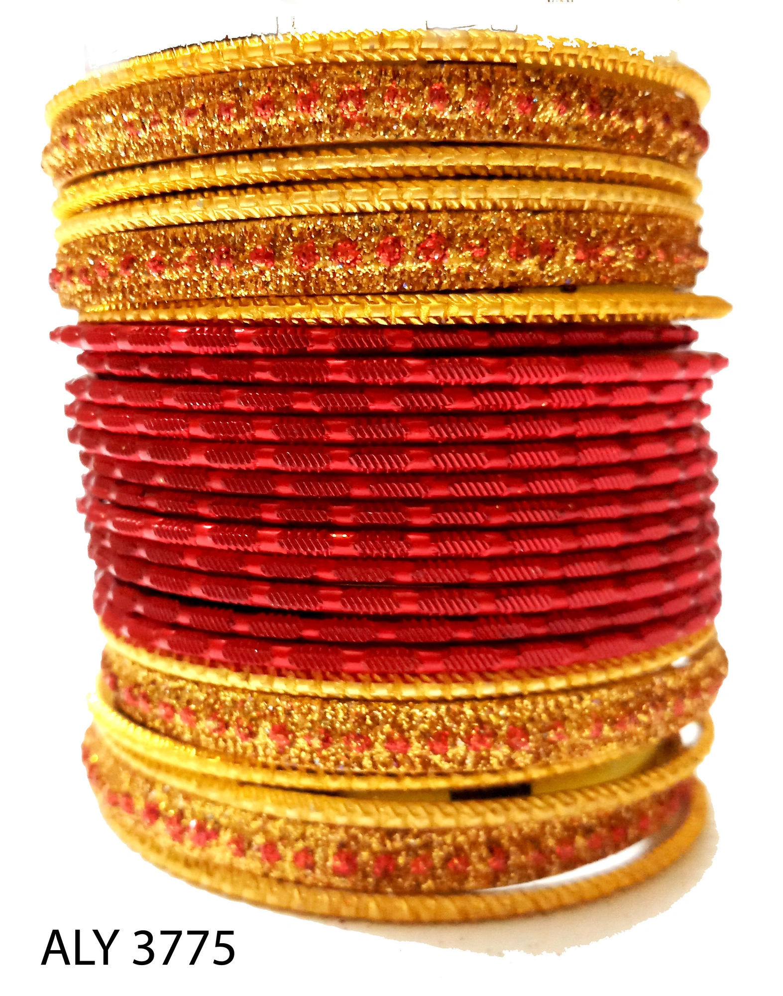 (Pack of 360 Boxes) Carved Red Lovely Bangle Set  - Made in India-ALY3775_Size26