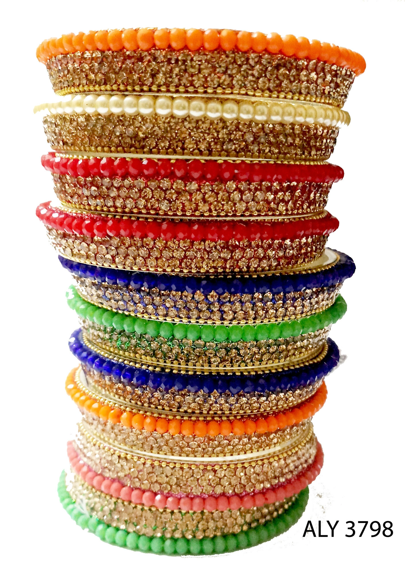 (Pack of 360 Boxes) Bahu Bali Rajmata Indian Bangle Set-ALY3798_Size24