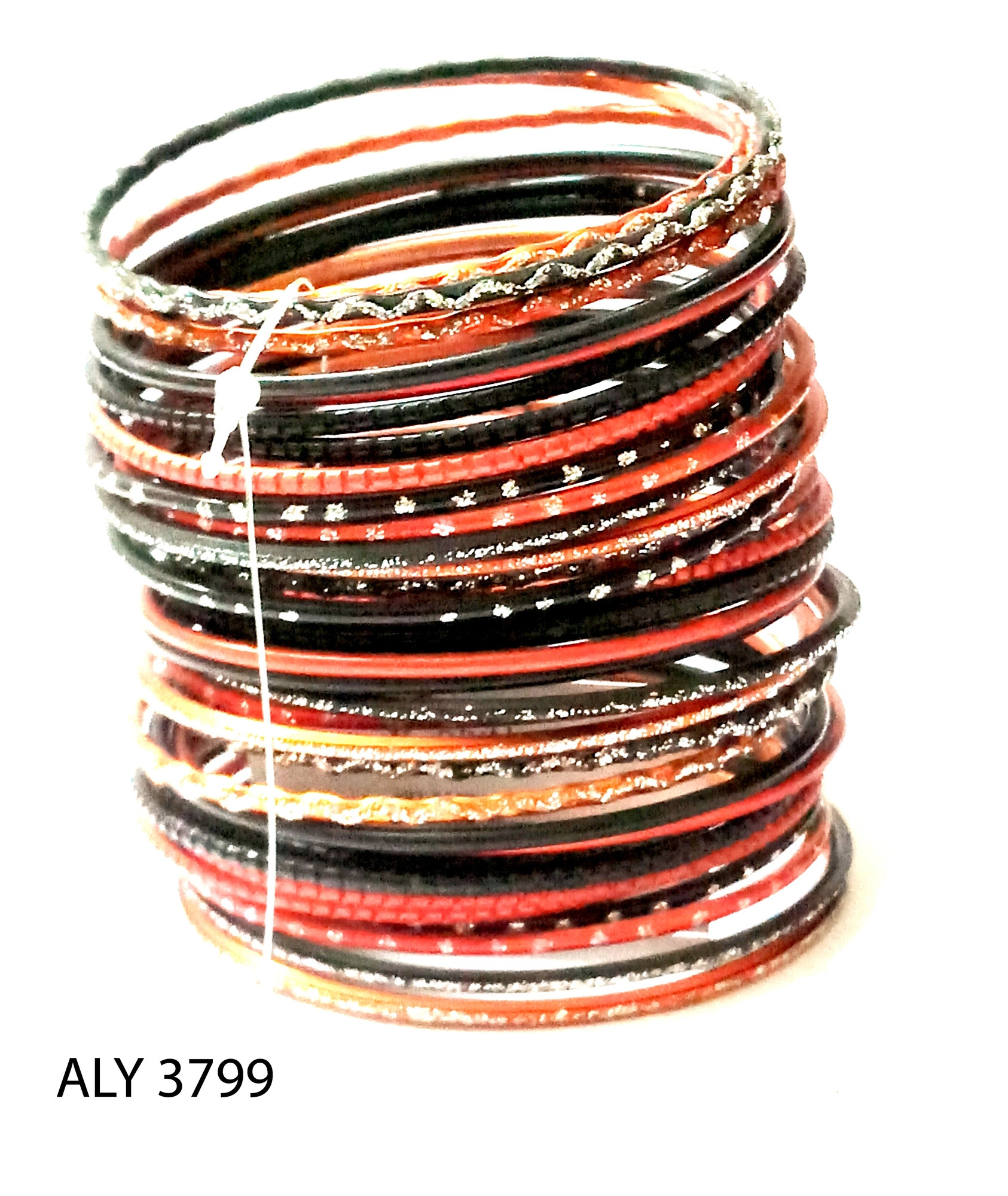 (Pack of 360 Boxes) Mix Red Black Indian Fashion style Costume Bangle Set-ALY3799_Size24