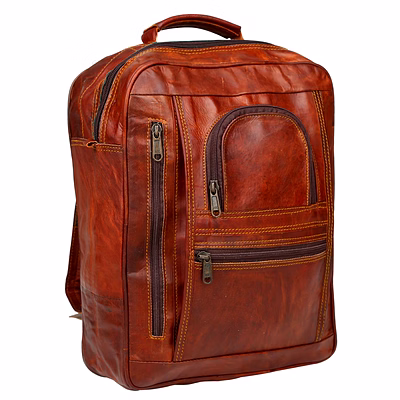 desert town unisex genuine leather 14 ltr. vintage brown basic multi-purpose backpack 11x15"-(bp102)