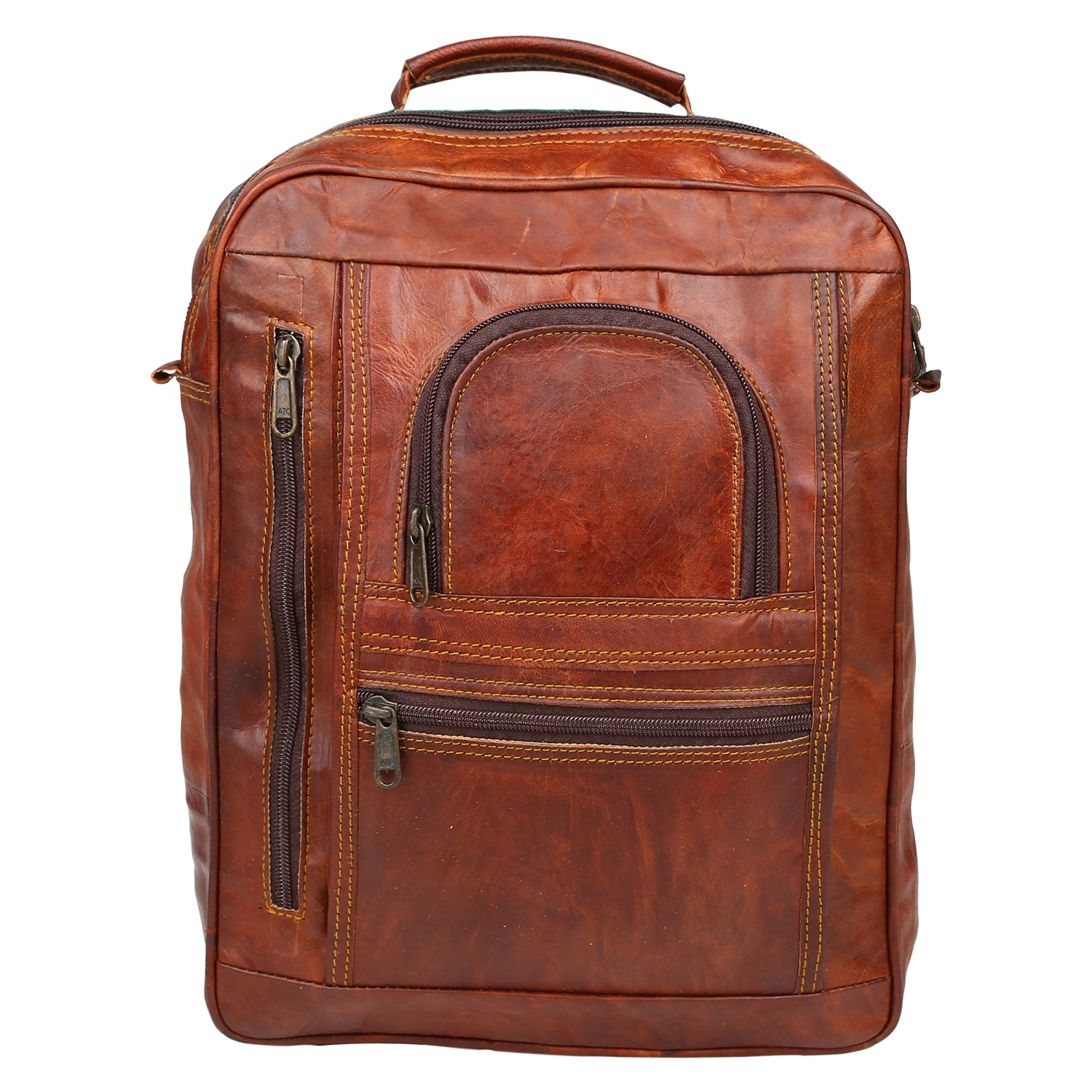 Desert Town Unisex Genuine Leather 14 Ltr. Vintage Brown Basic Multi-Purpose Backpack 11X15&quot;-(BP102)-1