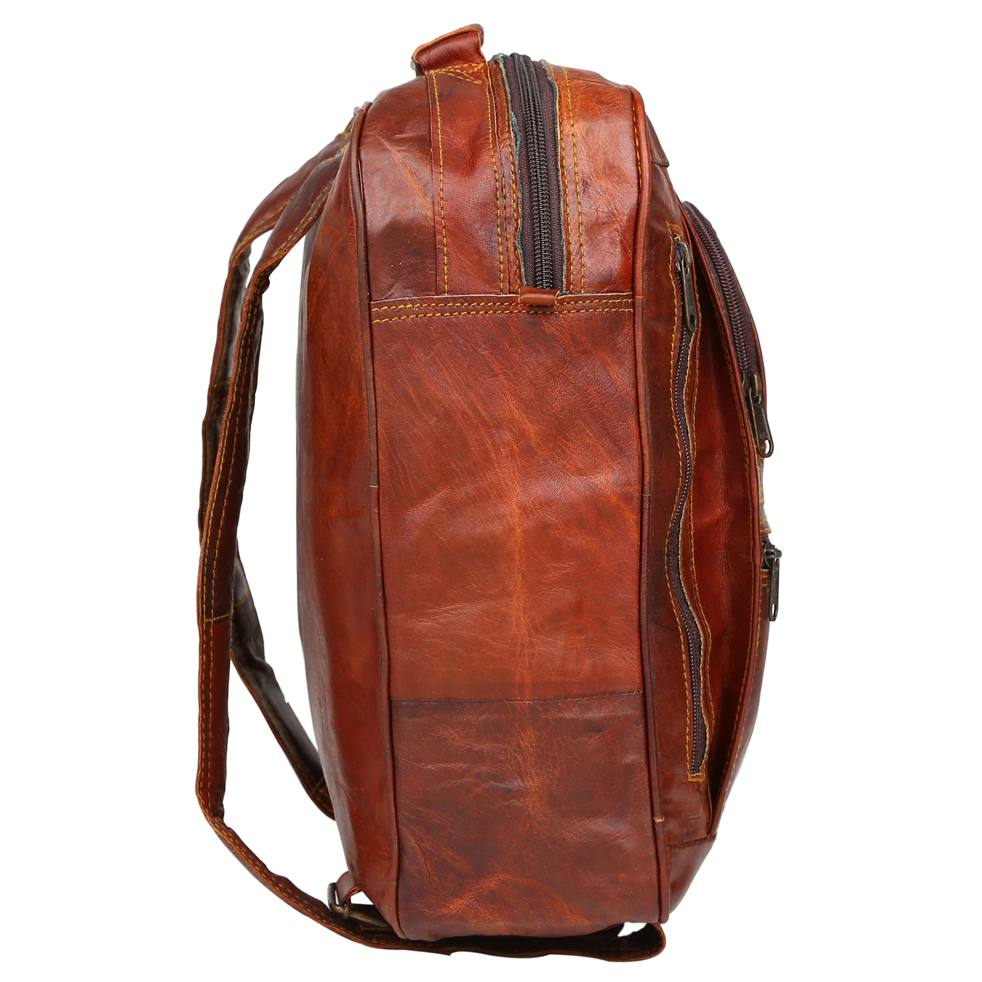 Desert Town Unisex Genuine Leather 14 Ltr. Vintage Brown Basic Multi-Purpose Backpack 11X15&quot;-(BP102)-2