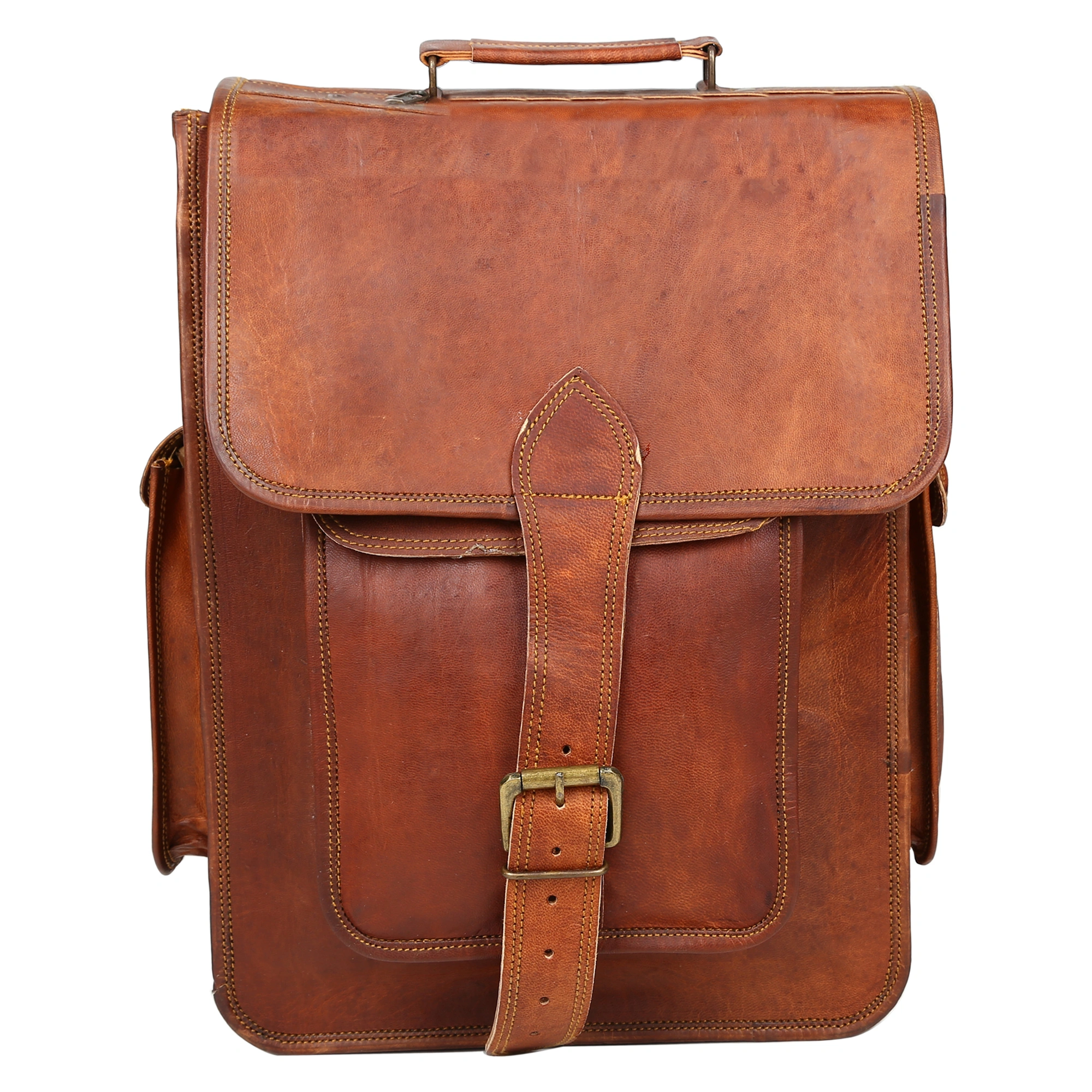 Desert Town Unisex Genuine Leather 14 Ltr. Vintage Brown Laptop Backpack 11X15&quot;-(BP104)-1