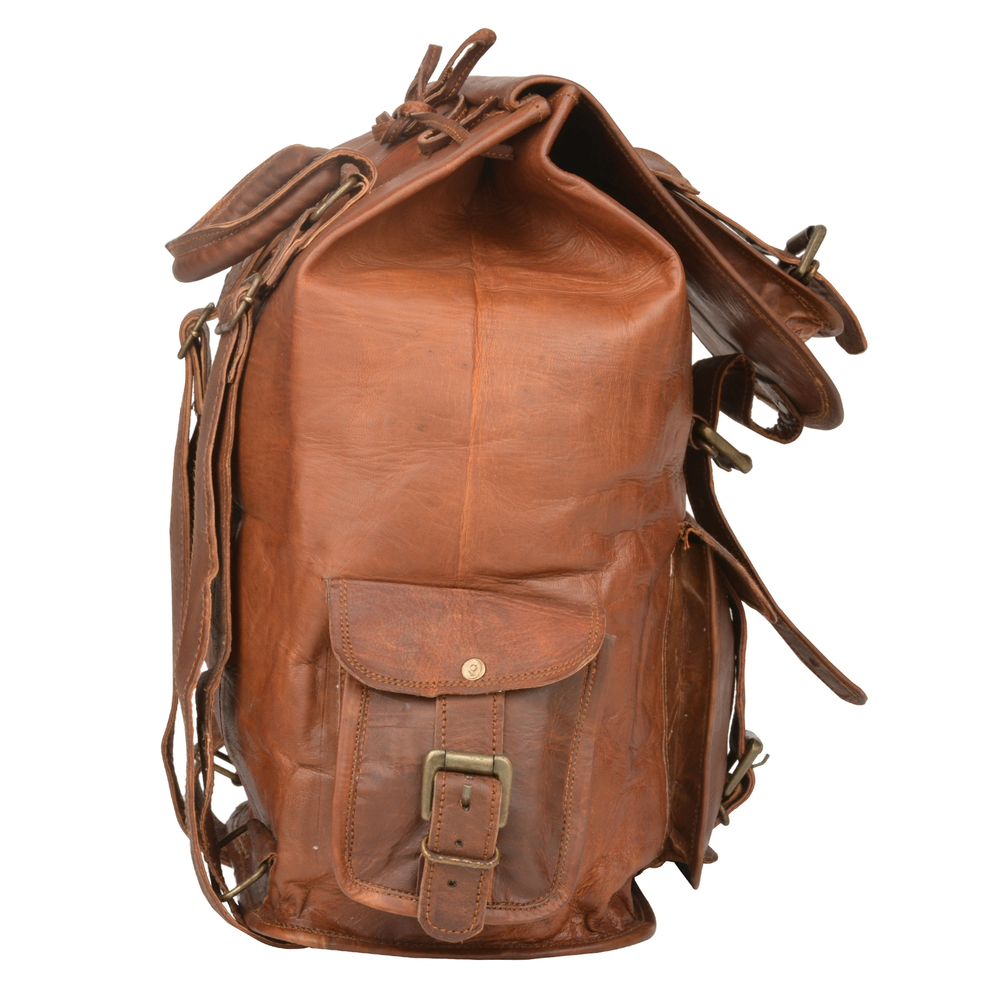 Desert Town Unisex Genuine Leather 11 Ltr. Vintage Brown Traveling Hiking Backpack 8X15&quot;-(BP105)-2