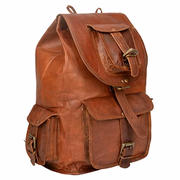 desert town unisex genuine leather 13 ltr. vintage brown traveling backpack 10x16"-(bp105)