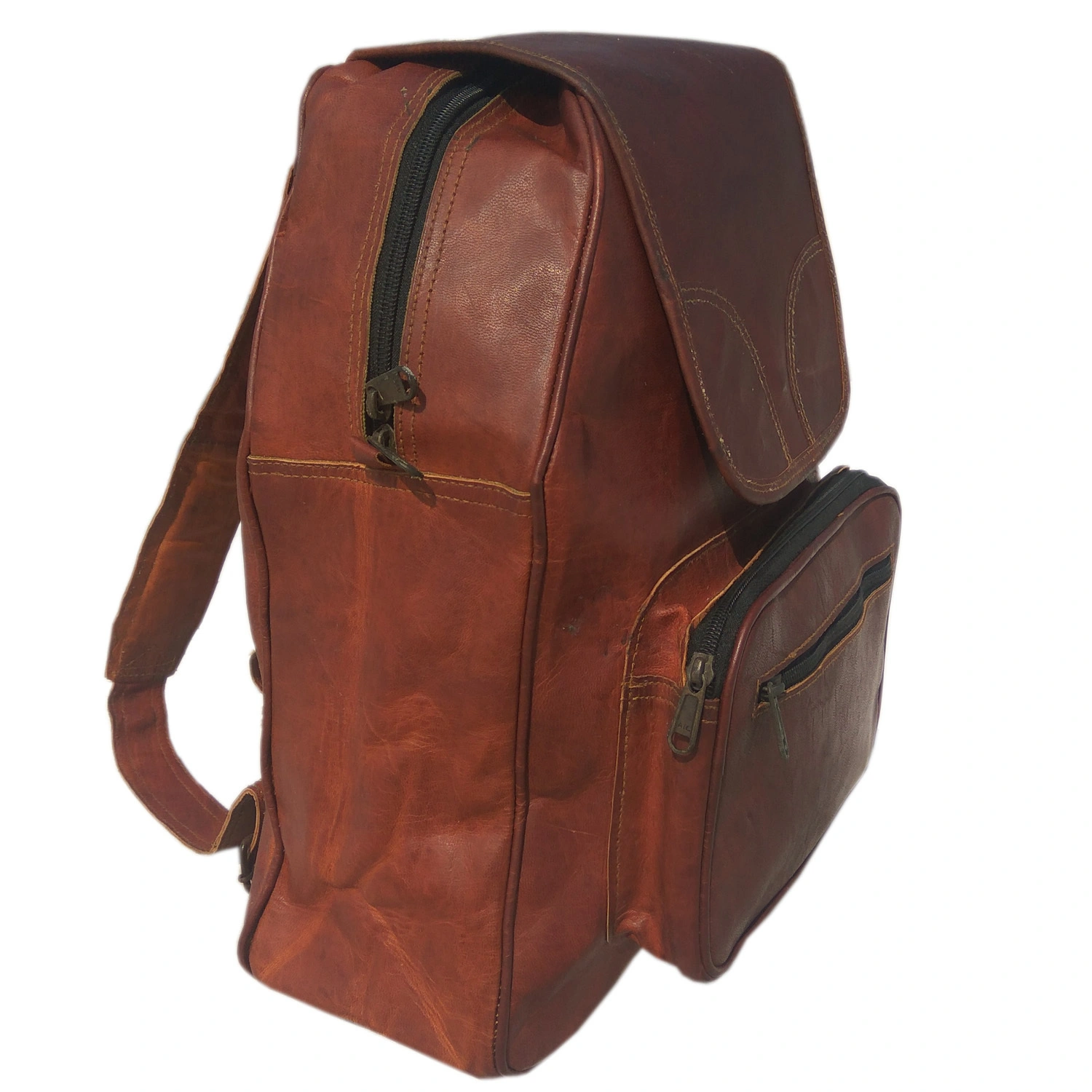 Desert Town Unisex Genuine Leather 4 Ltr. Vintage Brown Basic Multi-Purpose Backpack 12X16&quot;-(BP107)-1