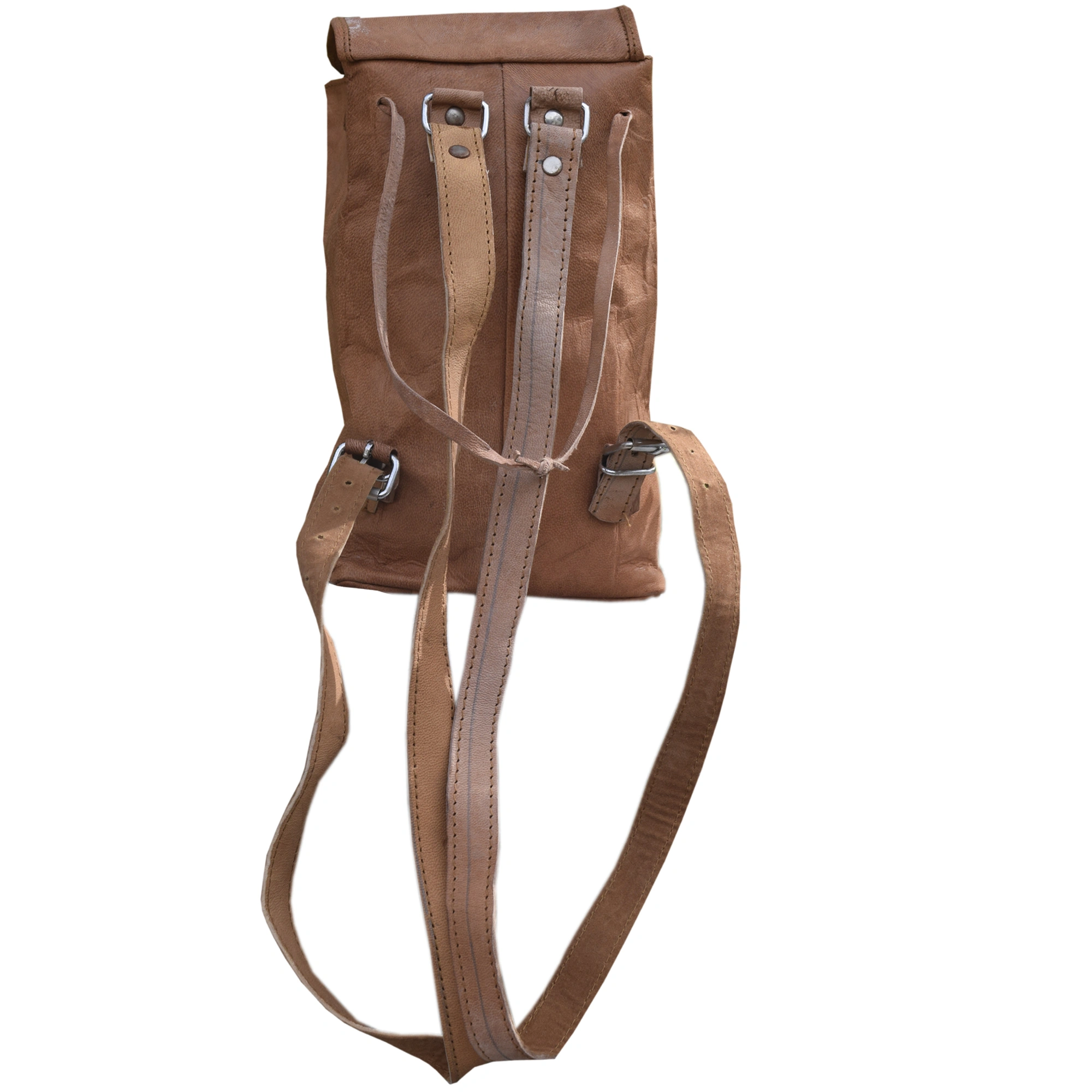 Desert Town Unisex Genuine Leather 6 Ltr. Vintage Brown Traveling Backpack 8X11&quot;-(BP109)-2