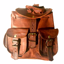 desert town unisex genuine leather 6 ltr. vintage brown traveling backpack 10x9"-(bp111)