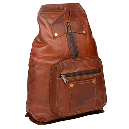 desert town unisex genuine leather 4 ltr. vintage brown traveling backpack 8x10"-(bp112)