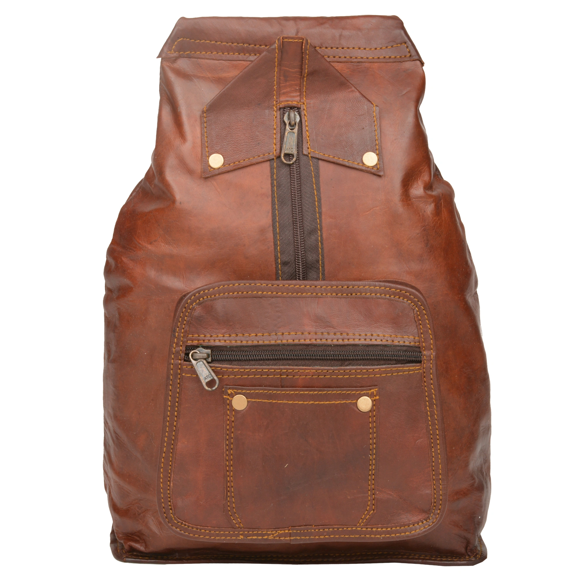 Desert Town Unisex Genuine Leather 4 Ltr. Vintage Brown Traveling Backpack 8X10&quot;-(BP112)-1