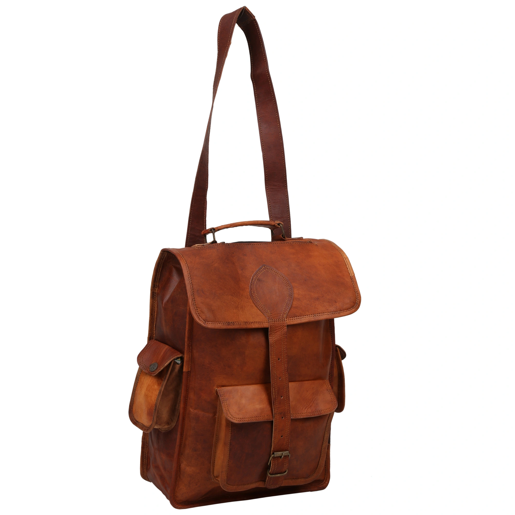 Desert Town Unisex Genuine Leather 11 Ltr. Vintage Brown Laptop Backpack 11X15&quot;-(BP113)-BP113-11X15