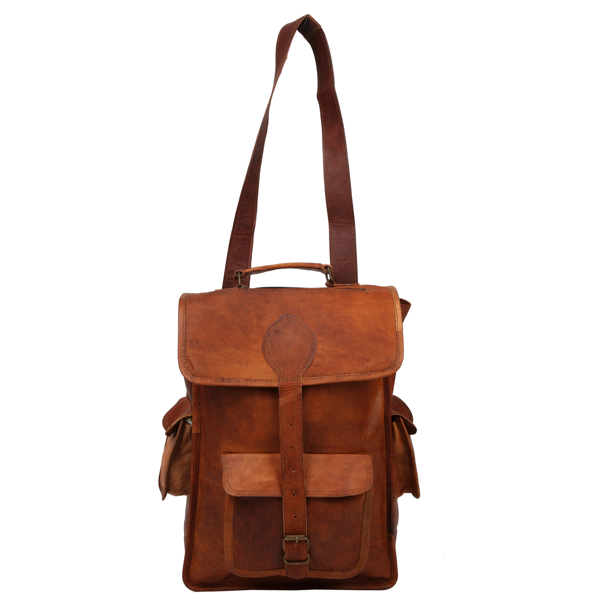 Desert Town Unisex Genuine Leather 11 Ltr. Vintage Brown Laptop Backpack 11X15&quot;-(BP113)-1