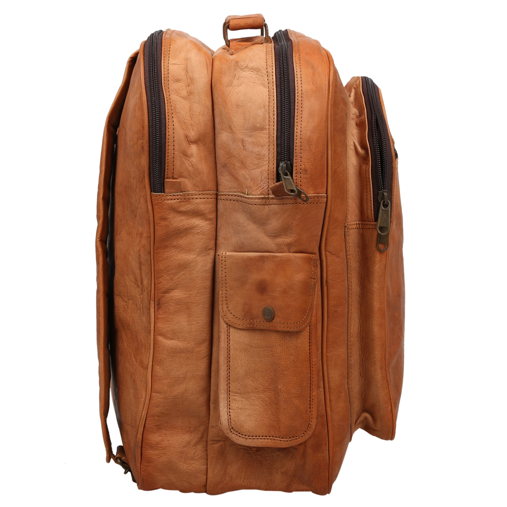 Desert Town Unisex Genuine Leather 14 Ltr. Vintage Brown Laptop Backpack 11X15&quot;-(BP116)-2