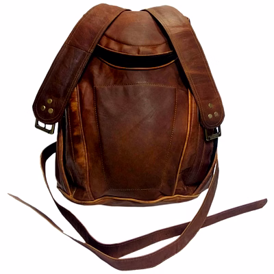 desert town unisex genuine leather 14 ltr. vintage brown traveling backpack 11x15"-(bp117)