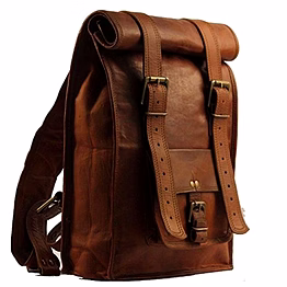 desert town unisex genuine leather 31 ltr. vintage brown traveling backpack 14x23"-(bp118)