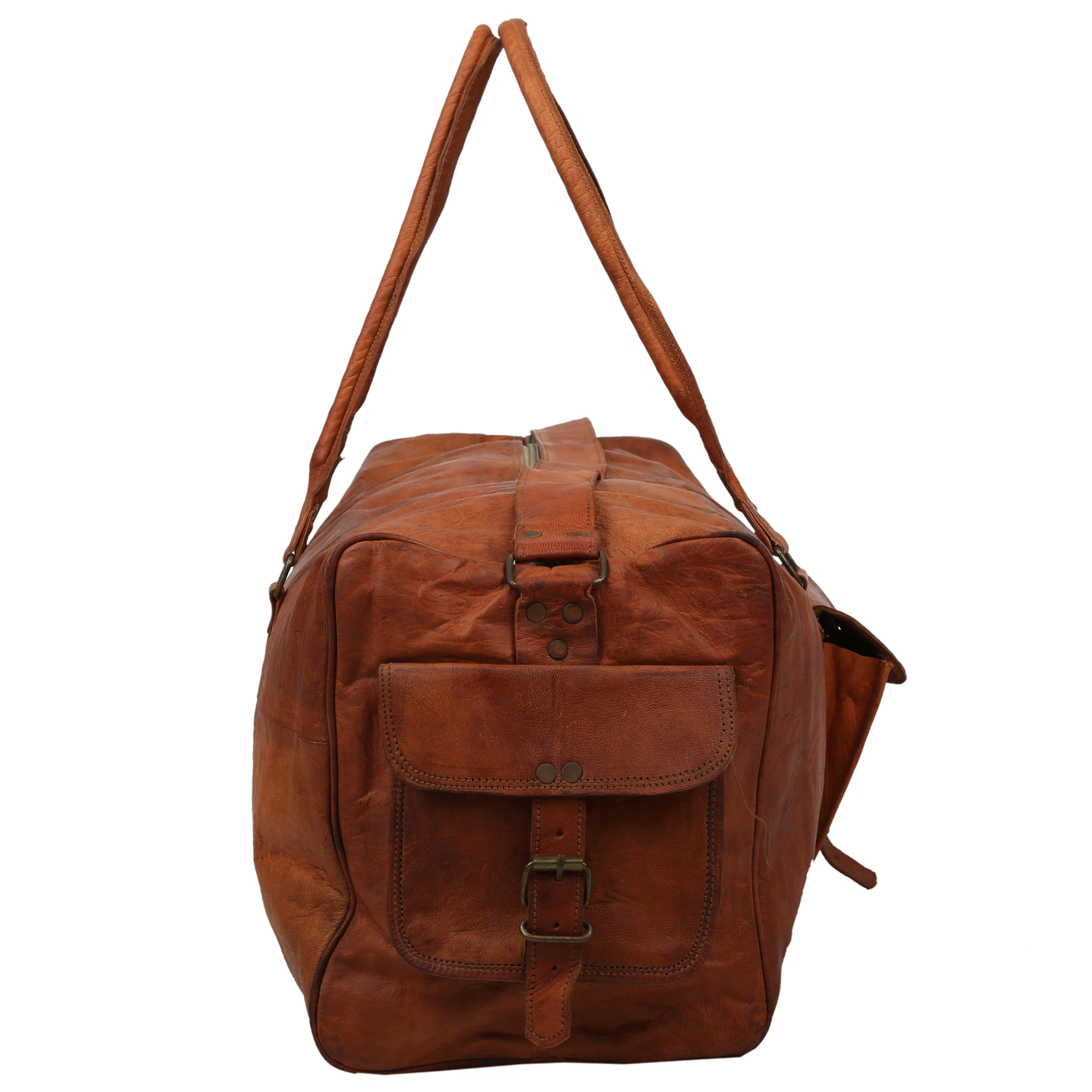 Desert Town Unisex Genuine Leather 27 Ltr. Vintage Brown Traveling Duffel Bag 20X9&quot;-(DUFF101)-2