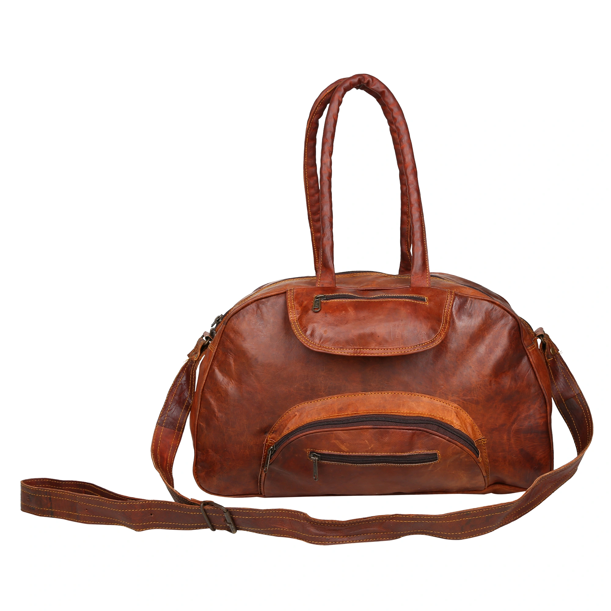 Desert Town Unisex Genuine Leather 14 Ltr. Vintage Brown Sports &amp; Gym Duffel Bag 18X9&quot;-(DUFF102)-1