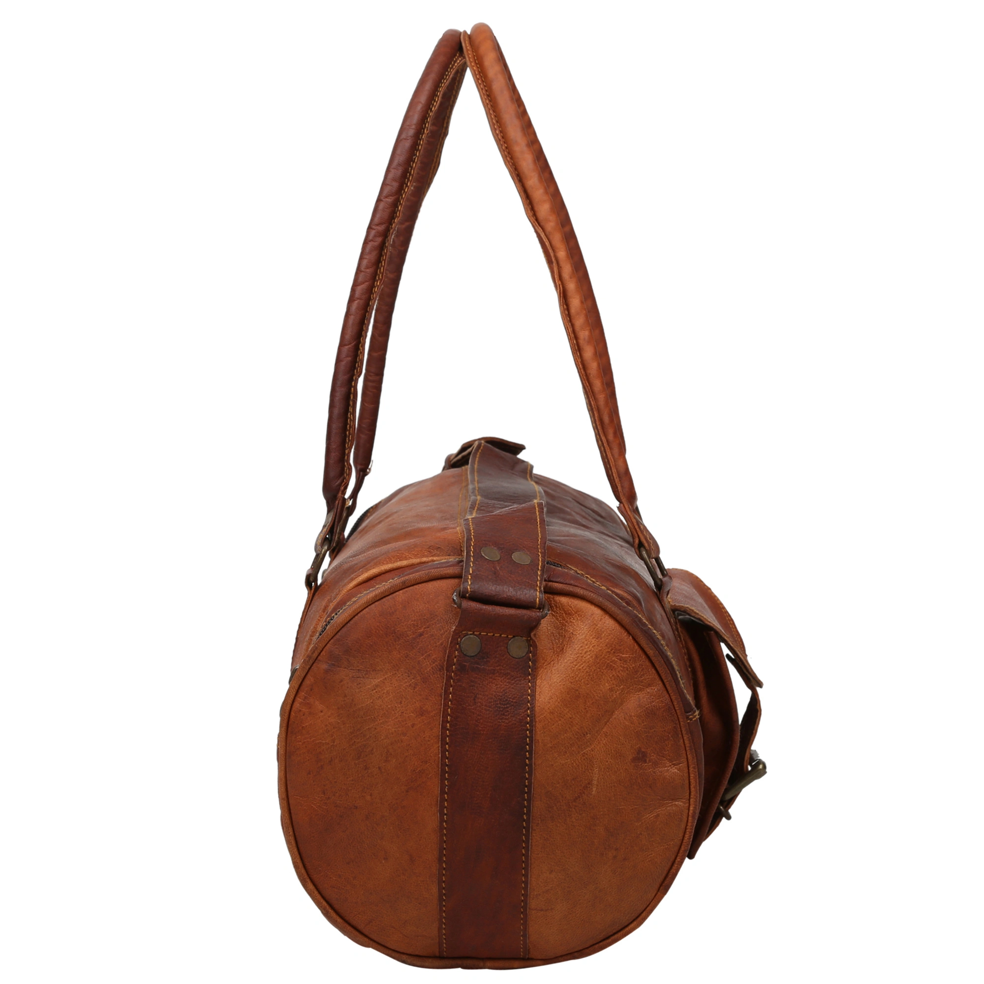 Desert Town Unisex Genuine Leather 24 Ltr. Vintage Brown Sports &amp; Gym Duffel Bag 18X9&quot;-(DUFF104)-2