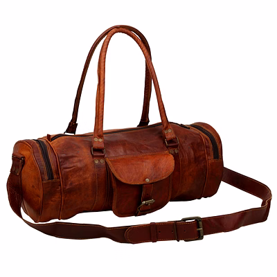 desert town unisex genuine leather 27 ltr. vintage brown sports & gym duffel bag 20x9"-(duff104)