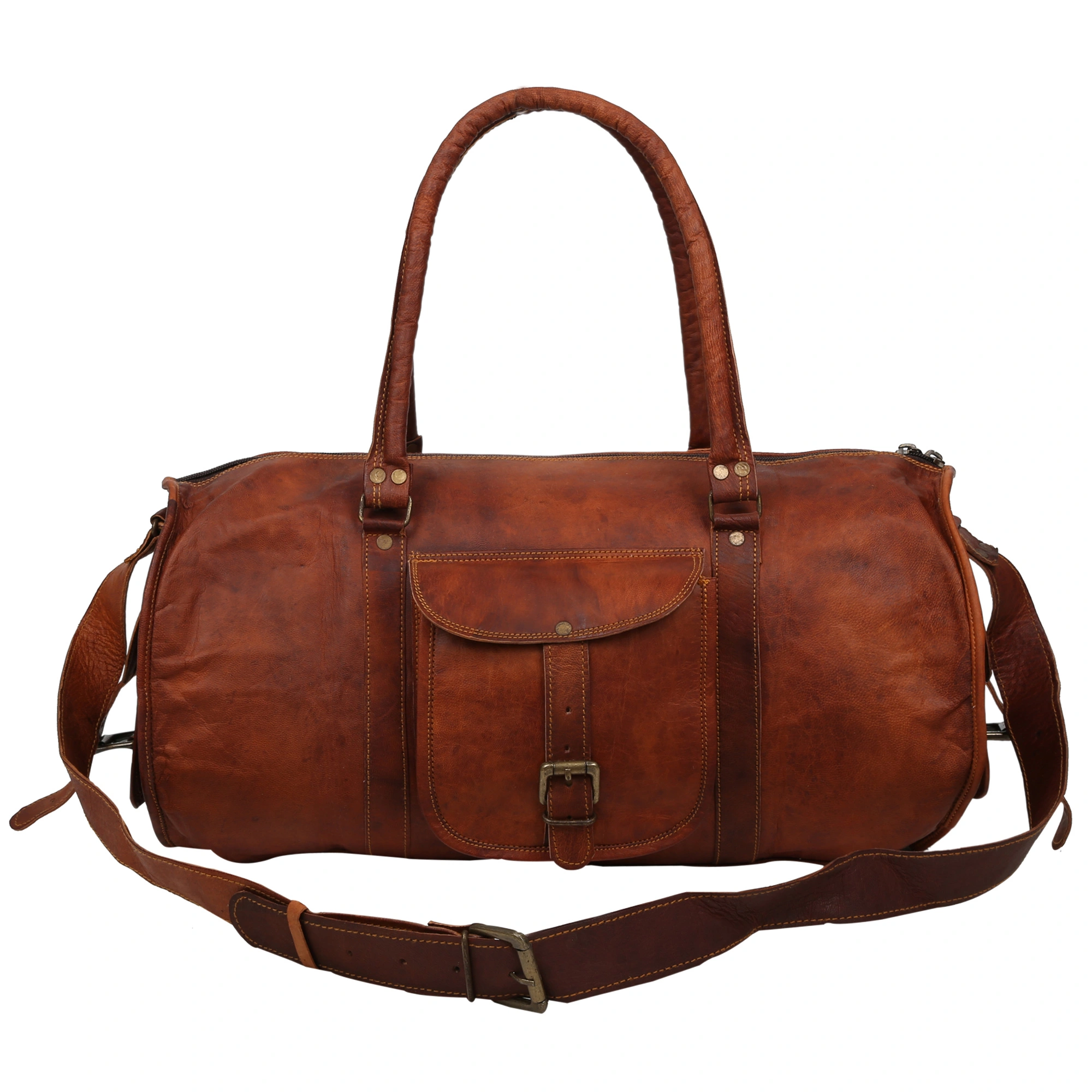 Desert Town Unisex Genuine Leather 38 Ltr. Vintage Brown Traveling Duffel Bag 24X10&quot;-(DUFF105)-1