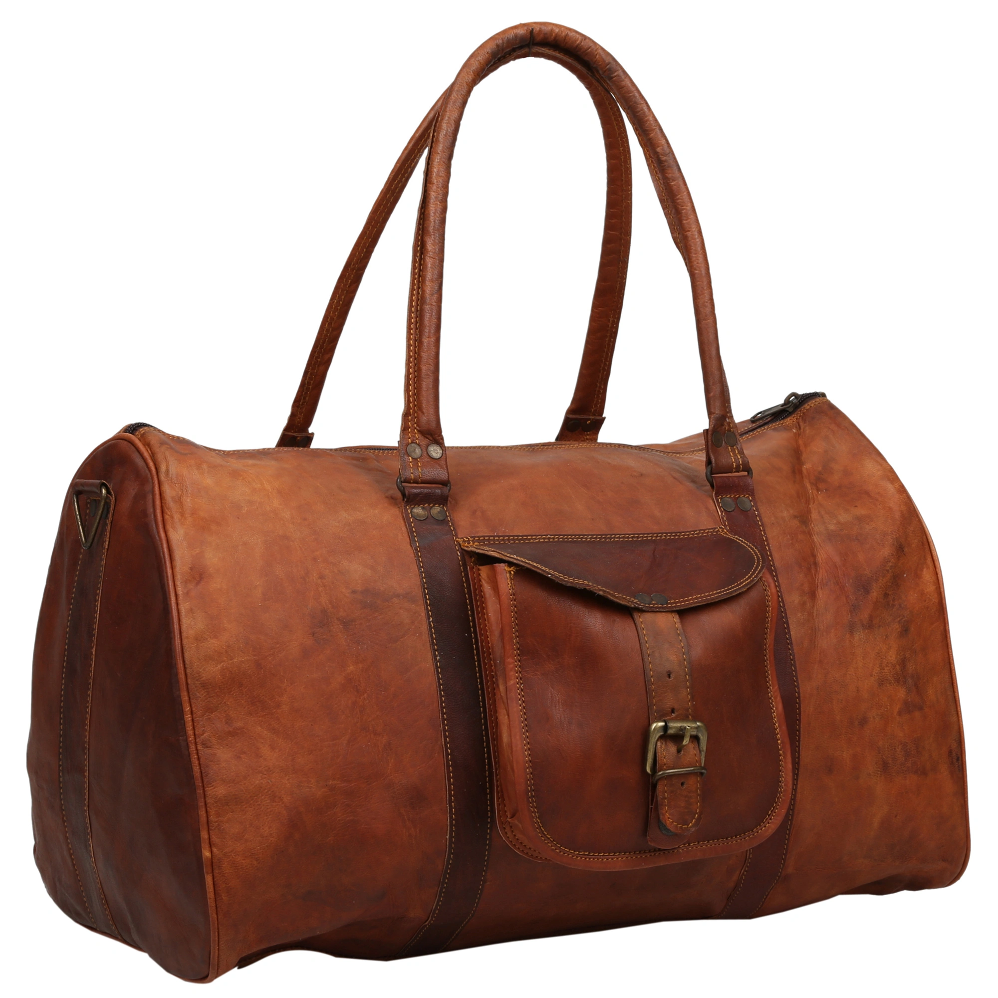 Desert Town Unisex Genuine Leather 26 Ltr. Vintage Brown Traveling Duffel Bag 18X10&quot;-(DUFF107)-DUFF107-18X10