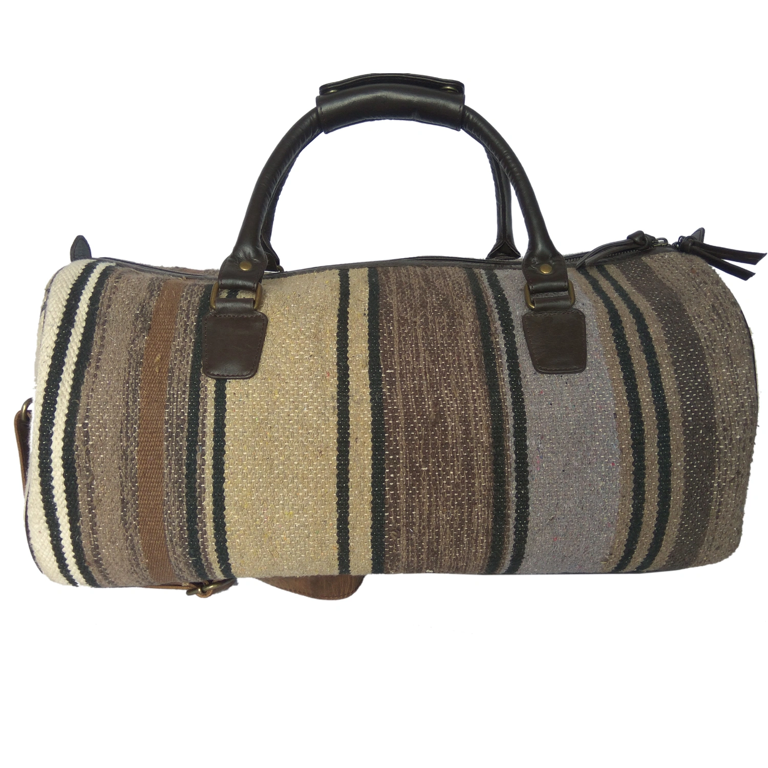 Desert Town Unisex Leather &amp; Cotton Rugs 26 Ltr. Brown Traveling Duffel Bag 20X10&quot;-(DUFF108)-2