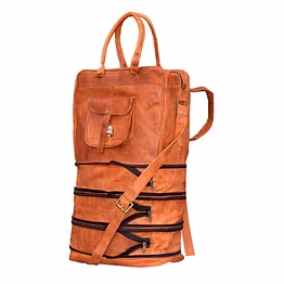 desert town unisex genuine leather 48 ltr. vintage brown traveling luggage bag 14x26"-(lugg103)