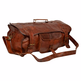 desert town unisex genuine leather 24 ltr. vintage brown traveling luggage bag 18x9"-(lugg105)