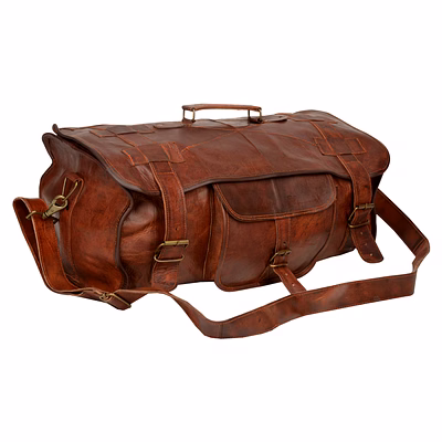 desert town unisex genuine leather 27 ltr. vintage brown traveling luggage bag 20x9"-(lugg105)
