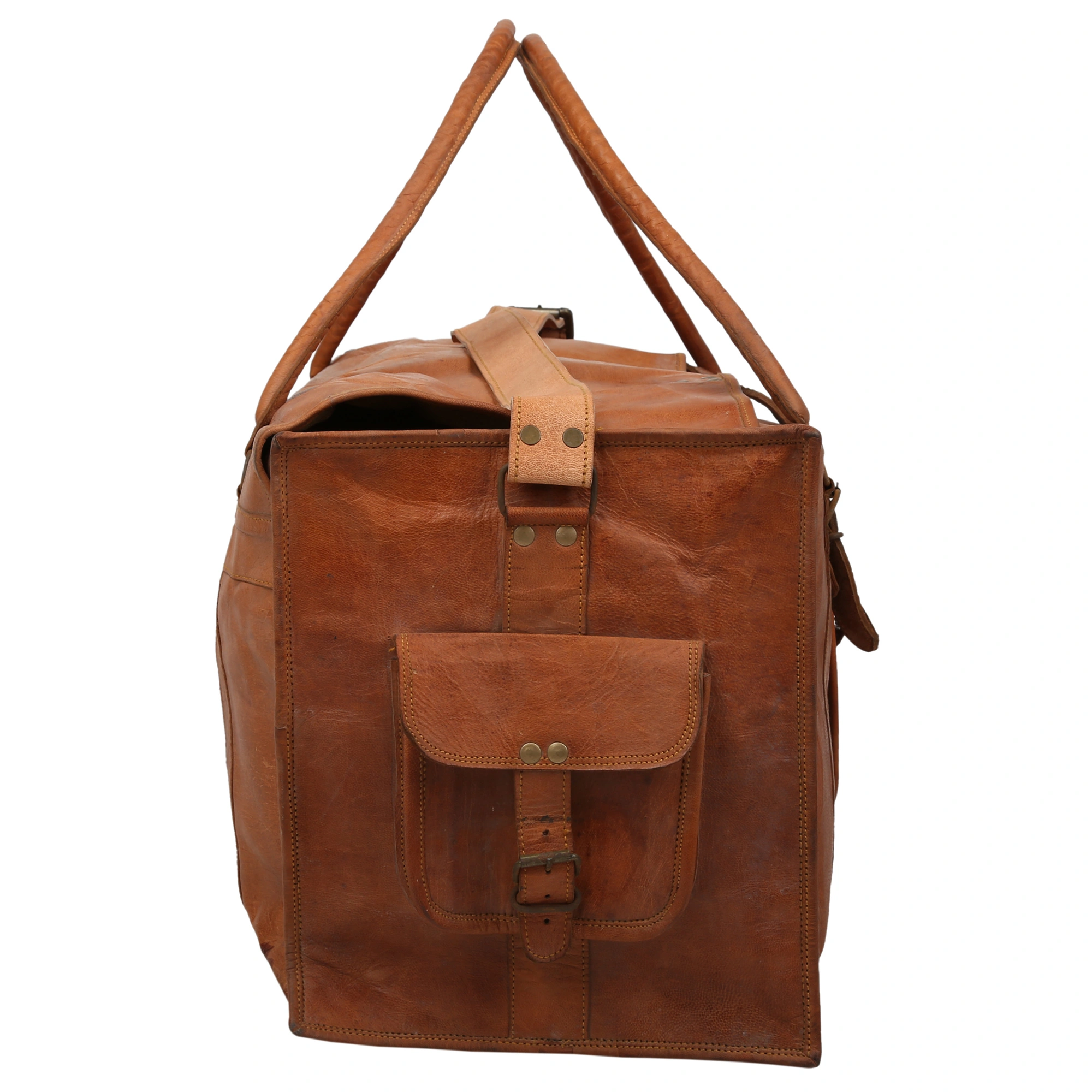 Desert Town Unisex Genuine Leather 35 Ltr. Vintage Brown Traveling Duffel Bag 22X10&quot;-(LUGG107)-2