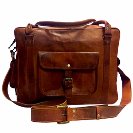 desert town unisex genuine leather 21 ltr. vintage brown traveling luggage bag 18x12