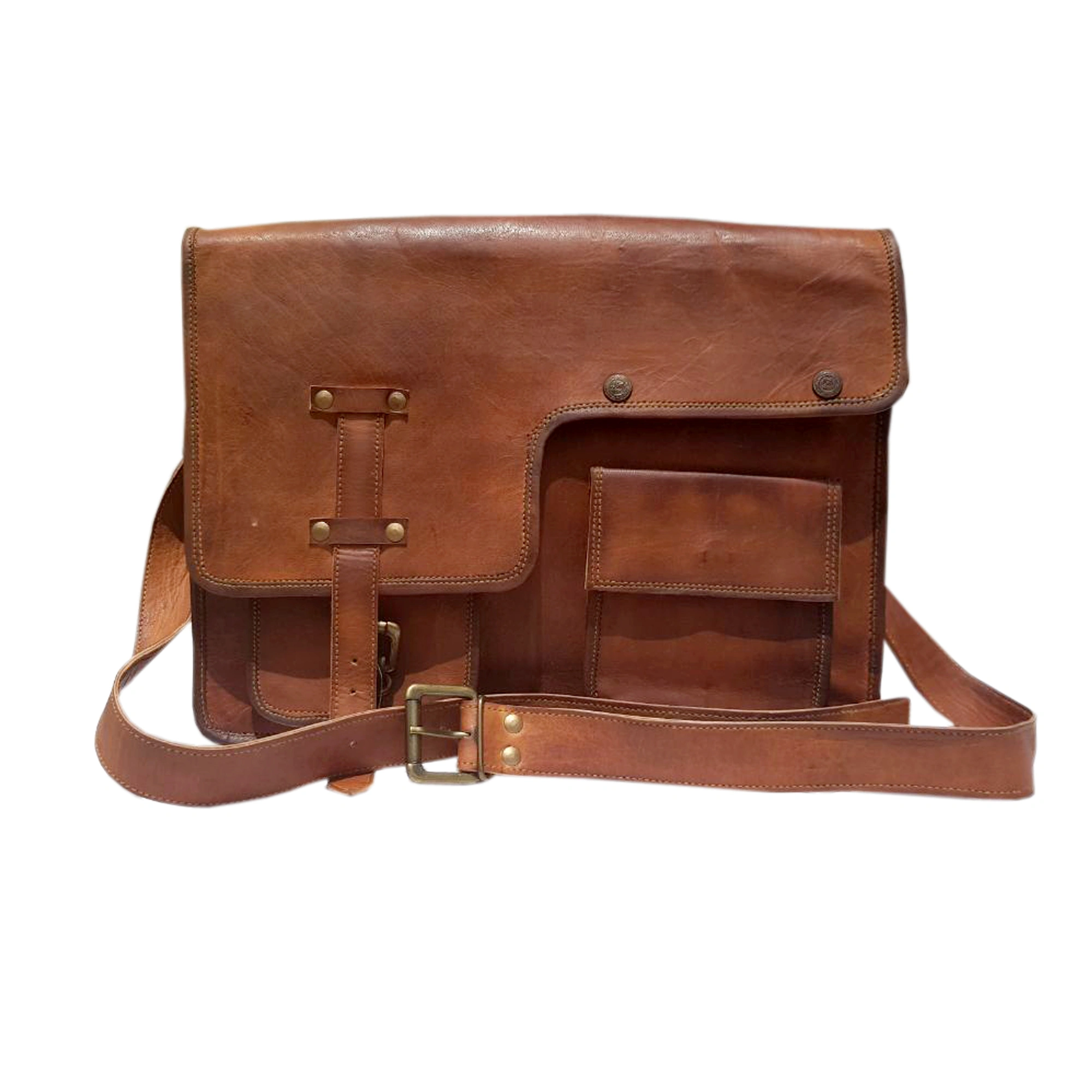 Desert Town Unisex Genuine Leather 11 Ltr. Vintage Brown Laptop Messenger Bag 15X11&quot;-(MESS102)-MESS102-15X11