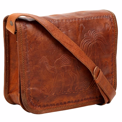 desert town unisex genuine leather 8 ltr. vintage brown casual messenger bag 13x10"-(mess103)