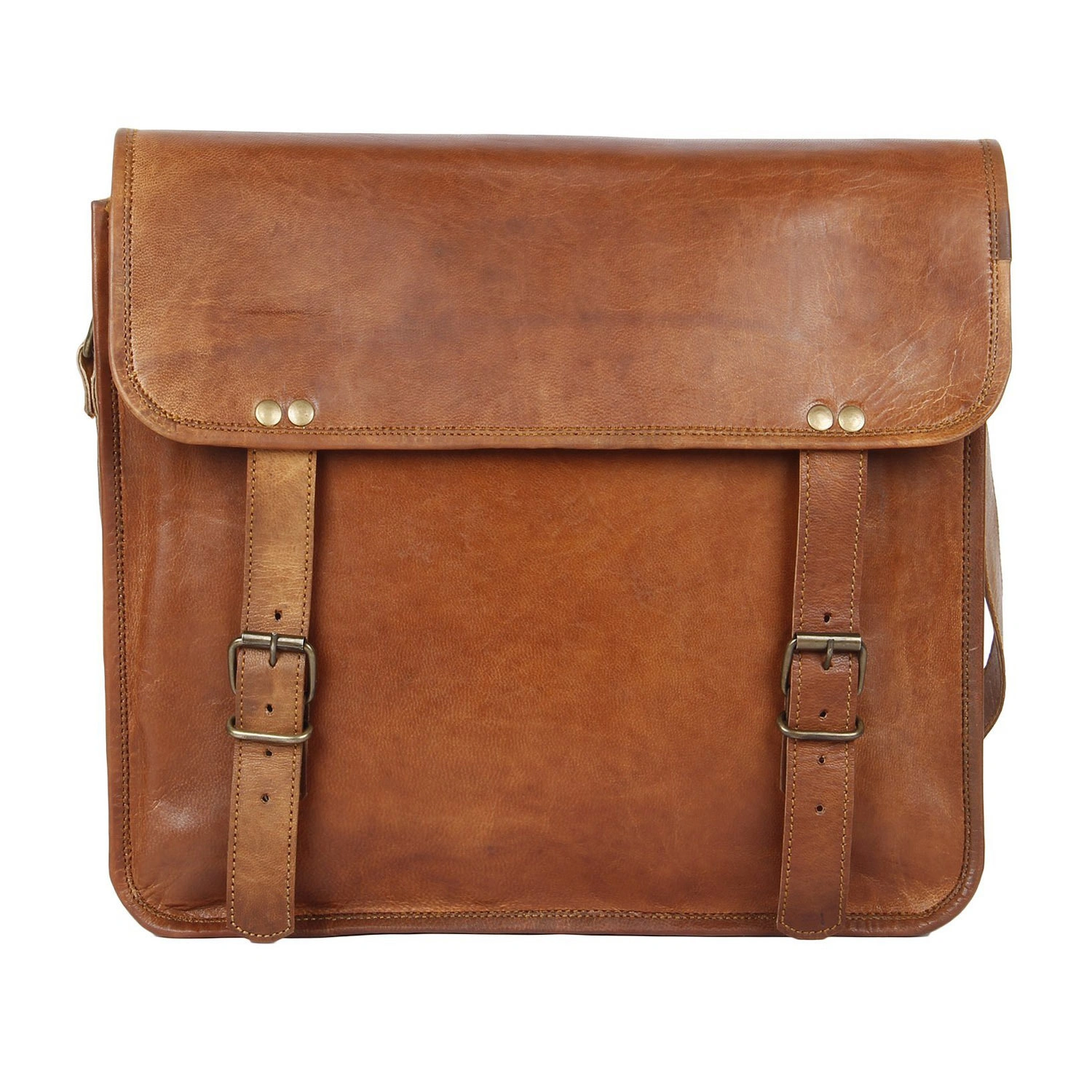 Desert Town Unisex Genuine Leather 11 Ltr. Vintage Brown Laptop Messenger Bag 15X11&quot;-(MESS106)-1