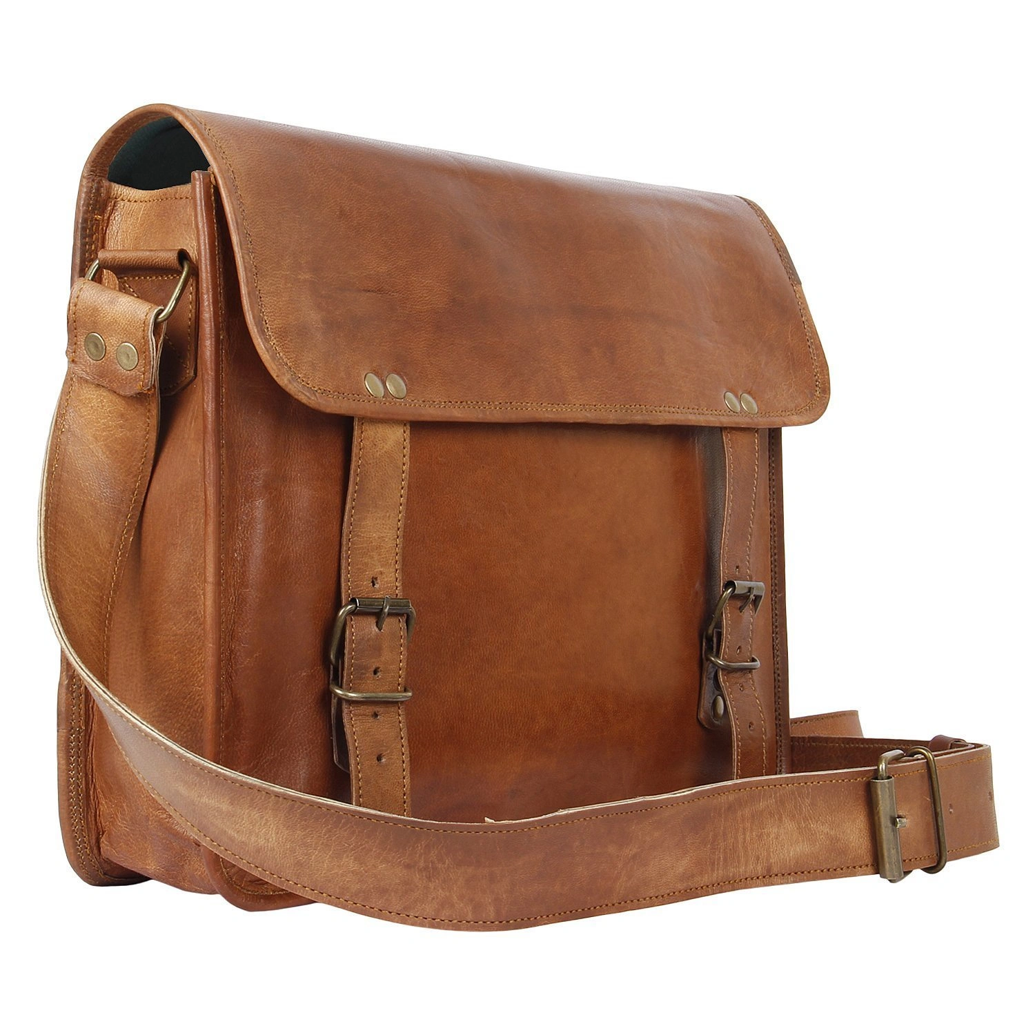 Desert Town Unisex Genuine Leather 11 Ltr. Vintage Brown Laptop Messenger Bag 15X11&quot;-(MESS106)-2
