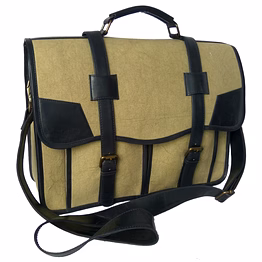 desert town unisex leather & canvas 17 ltr. brown laptop messenger bag 17x12"-(mess109)
